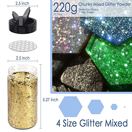Matio Chunky Glitter 7.05oz/200g Gem Blue Craft Ultra Fine Glitter Powder - color: Gem Blue