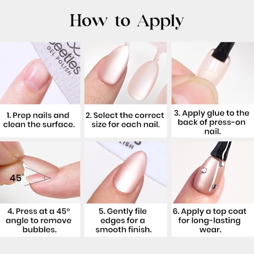 Beetles Brown Cat Eye Press On Nails Short Almond, 96 PCS Nail Tips - color: 0 - Brown CatEye - S