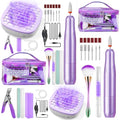 Nail Drill Kit with Mini Dust Collector & Purple Storage Bag for Beginners - color: Purple