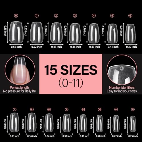 AILLSA Medium Coffin Full Cover Matte Thickened Nail Tips