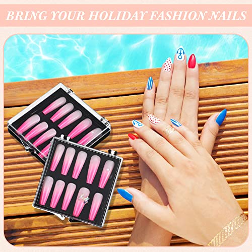 Landhoow 15 Pcs Press on Nail Box, Acrylic Display Case,Clear - color: Black