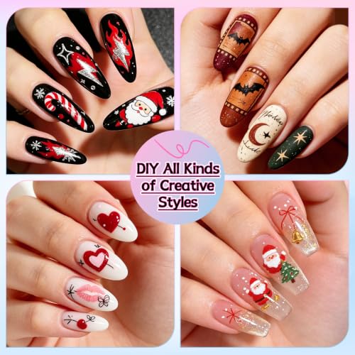 TOROKOM 12 Colors Nail Art Pens Set, Nail Art Markers 3D Nail Polish Pens - color: 12 Color Dual-Ended A