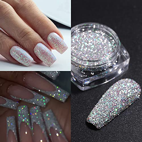 Fcozpjk Reflective Nail Powder 6 Boxes Sparkling Diamond Glitter Set - color: Holographic