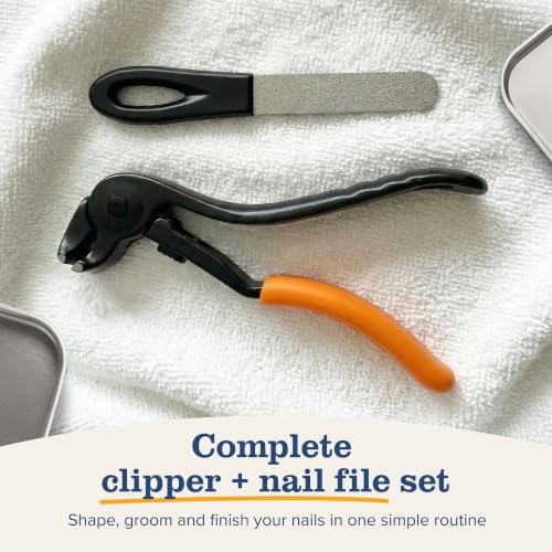 EZPIK Toenail Clippers for Seniors, Long Handle Ingrown Nail Clippers for Thick Toe Nails, Nail Care Set with File, 4.8" Angled Head & Stainless Steel Blades for Weak & Arthritic Hands