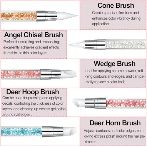 10Pcs Nail Art Brushes Set, AIBEE 5pcs Silicone Nail Tools & 5pcs Nail Liner Brushes with Dotting Tools for Nail Design Home Salon