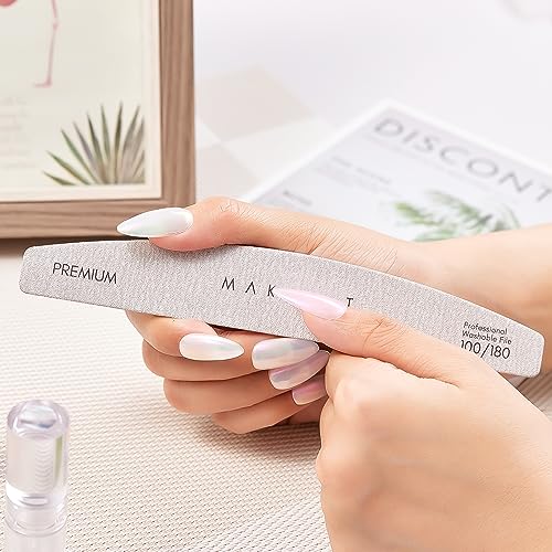 Makartt Nail File, 100/180 Grit Nail Files for Natural Nails, Professional Strong Emery Boards for Nails Doubled Sides Washable Fingernail Files Manicure Tool Set(Zebra-2pcs Trial Set) - size: 2PCS-100/180 Grit