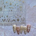Bohemian Style Nail Art Stickers Self Adhesive - color: Gold Star & Moon