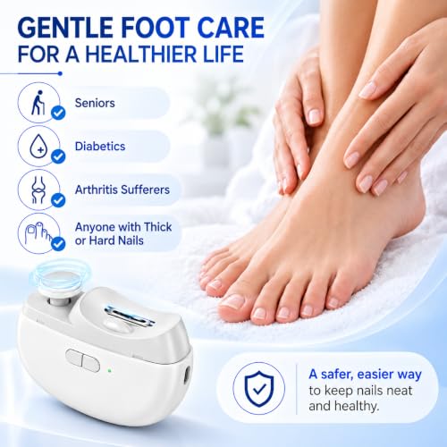 Electric Nail Clipper for Seniors, Automatic Nail Trimmer with LED Light - color: Purple