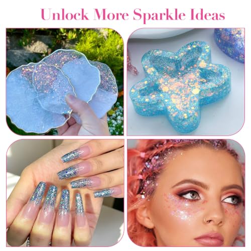 Holographic Chunky Glitter, Opal Aura Cat Eye Flakes for Resin - color: Opal Aura