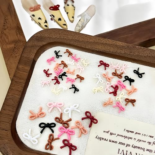 350Pcs Colorful Bow Nail Charms Cute Bow Charms for Nails Design Bowknot Nail Art Charms Kawaii Bow Nail Jewelry Accessories Resin Bow Nail Rhinestones Cute Mini Nail Gems for Women Nail Decoration - color: black
