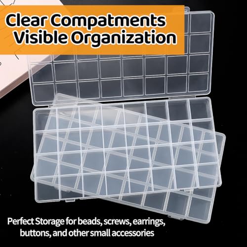 Praisebank 32 Grids Beading Storage Container Box, Perfect for Storage Beads & Small Items. (Clear / 2 Pack) - size: 32 x 2 Pack