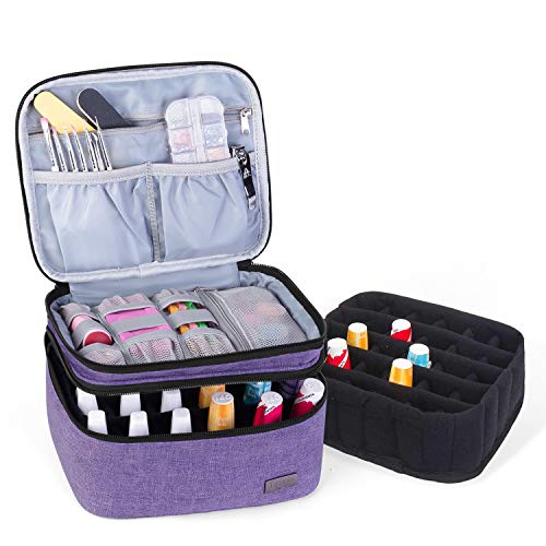 LUXJA Nail Polish Storage Case Holds 20 Bottles, Purple - color: Purple