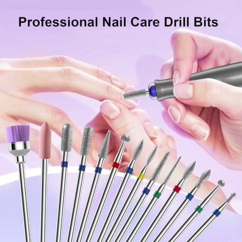 3/32'' 14Pcs Nail Drill Bits Set Diamond for Acrylic Gel & Cuticle Removal - color: 14Pcs Diamond Bit Sets