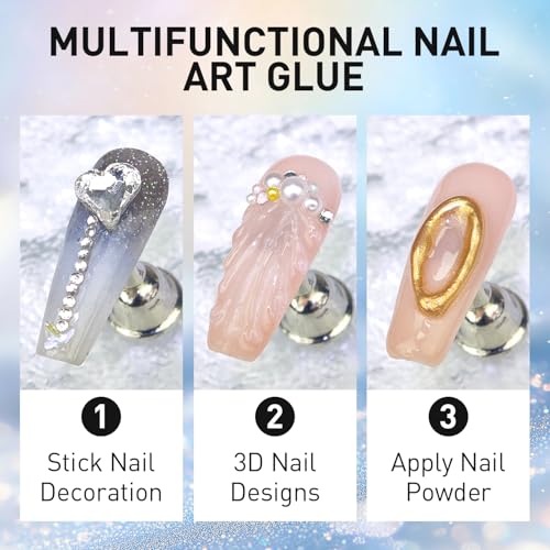 Rhinestone Glue for Nails - Strong Nail Rhinestone Glue Gel for 3D Art, Charms & Decorations | Pro Adhesive for Long-Lasting Bling - color: A-30g Rhinestone Glue