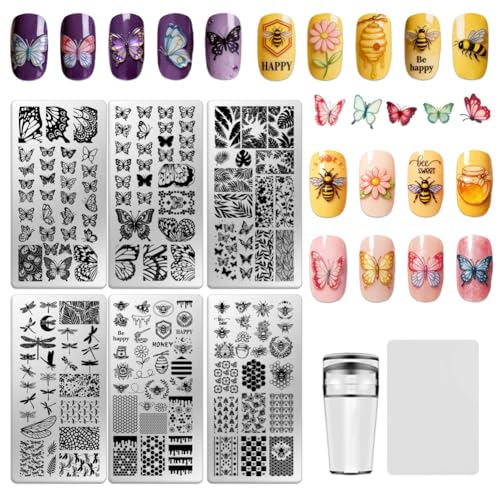6 Sheets Nail Stamping Plate Butterfly Leaf Nail Art Stamp - color: Butterfly Leaf