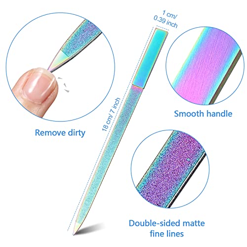 Mudder 3 Pcs Stainless Steel Diamond Nail File Set Rainbow Color - color: Rainbow Color