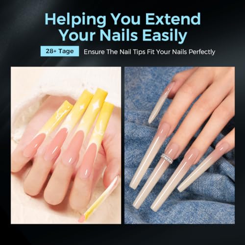 TOMICCA Extra Long Square Nail Tips 312Pcs XXXL Half Cover Acrylic Nails