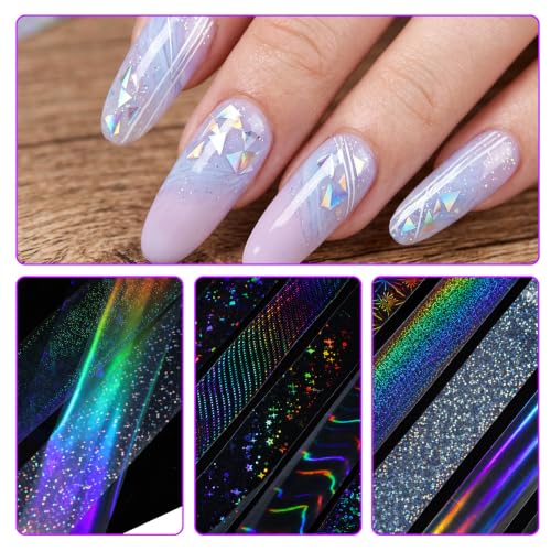10PCS Nail Foil Transfer Sheets Laser Nail Foil Sheet for DIY Nails