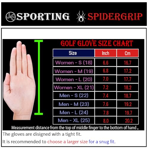 Spider Grip Men's Golf Glove - color: Red, size: Men Medium (23)