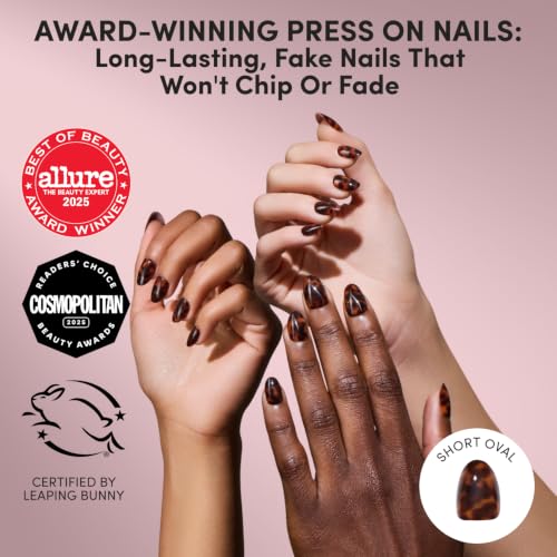 Glamnetic Press On Nails - Short Oval, Glossy Fake Nails 30 Pc Full Kit - color: 1H - High Society