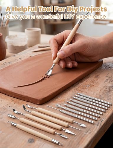 14Pcs Clay Sculpting Tools Kit, Ceramic Clay Ball Stylus Dot Painting Tools, Air Dry Clay Tools Set for Carving, Dotting, Embossing, Shaping, Molding, Pottery Crafts, Nail Art, Rhinestone, Rock - color: 14PCS