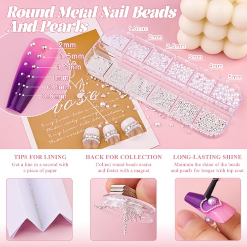 Nail Glass Rhinestones Flatback Pearls and Nail Beads for Nails with Glue - color: 15 2 Boxes Nail Art Decos Set 36+Glue