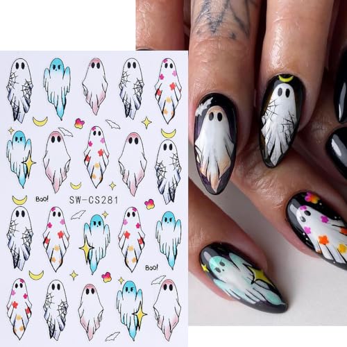 Halloween Nail Art Stickers Decals Spooky Holiday Nail Decals - color: Multicolor-01
