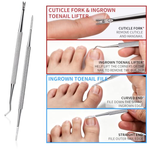 Teenitor Nail File with Cuticle Trimmer Set, 6pcs Emery Boards for Nails