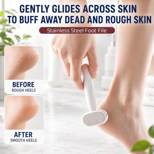 2PC Dual-Sided Foot Callus Remover with 4Blade,Stainless Steel Foot Scraper
