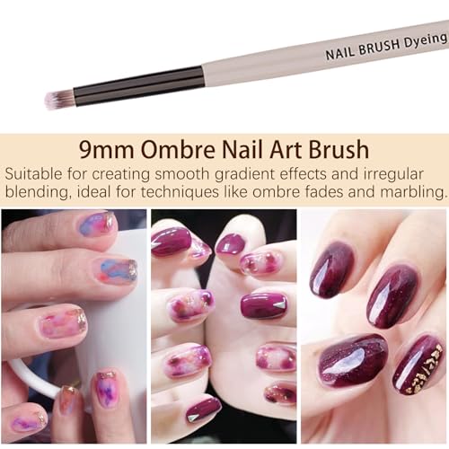 Ombre Nail Brush (Oblique), Gradient Nail Art Brushes, Gel Nail Polish Brush, Nail Art Design Painting Tools for Salon & Home, Nail Artists & DIY Enthusiasts - color: Angled Ombre Brush