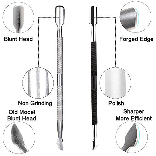 Ejiubas Cuticle Trimmer with Cuticle Pusher, Sharp Efficient Cutting, Black - color: Cuticle Nipper & Pusher