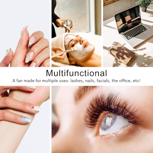 Eyelash fan, mini lash fans for facial, USB handheld eyelash, nail air conditioning blower, rechargeable lash air-fan quiet, portable cooling device (Black) - color: Black