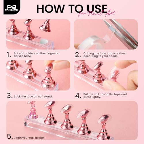 FANDAMEI Press On Nail Stand, 20PCS Nail Stands, Nail Stand For Press Ons - color: Pink