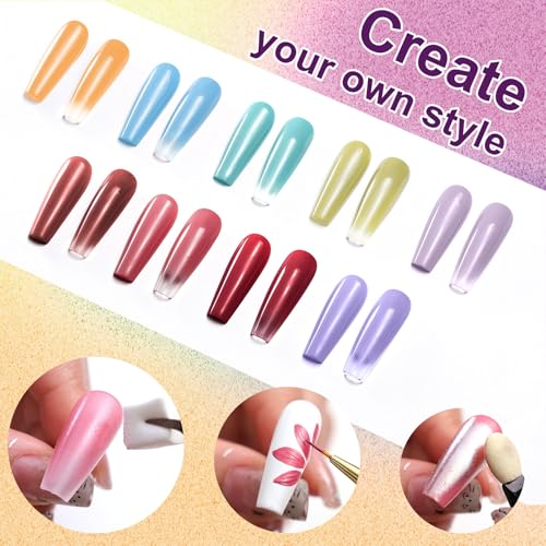 Gradient Painting Gel, 9 Colors Ombre Gel Nail Polish - color: Beachside Candy set
