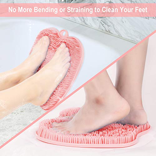 BESKAR XL Larger Shower Foot Scrubber Mat with Non-Slip Suction Cups - color: Pink