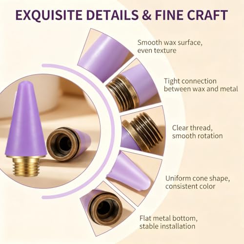 18 Pcs Wax Replacement Head Tips,Nail Rhinestone Picker (Purple) - color: Purple