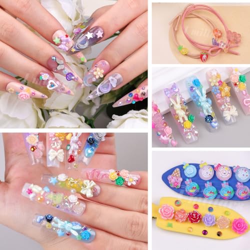 2000Pcs Junk 3D Nail Charms Bulk Y2k Cute Nail Gems for Nails Design Kit - color: Multicolor