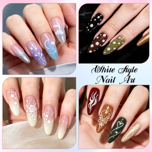 TOROKOM White Nail Art Pens, 0.5mm Nail Art Markers 3D Nail Polish Pens - color: White-0.5mm