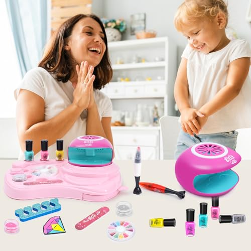 Nail Polish Kit for Girl , Kids Nail Art Salon Set with Nail Dryer , Nail Art Kit for Girls Ages 8-12,Makeup Manicures Decoration Studio Gifts for Christmas Birthday Spa Party Favors