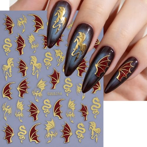 Halloween Dragons Nail Stickers for Nail Art, Laser Nail Decals 5Sheets - color: Halloween 14