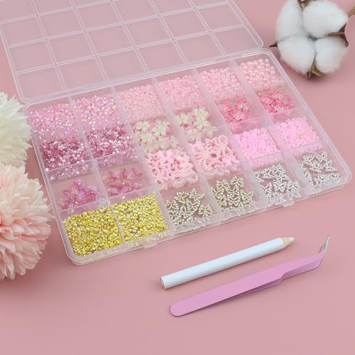 Pink Bedazzler Kit with Rhinestones Flatback Pearls Gems for Crafts - color: 10-Colorful