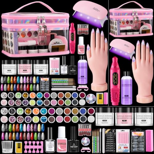 Nail Kit for Beginners with Everything- Practice Hand & Storage Gift Bag - color: Pink