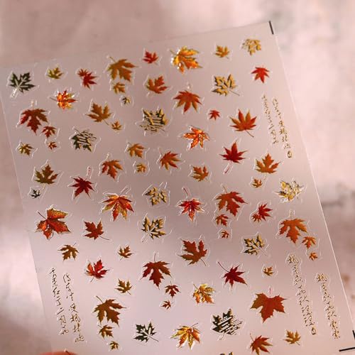 5D Embossed Nail Stickers Maple Leaf Gold Leaf Nail Stickers for Nail - color: Gold Leaf