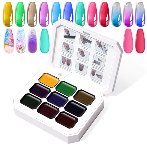 Gradient Painting Gel,9 Colors Ombre Gel Nail Polish Glazed Color - color: Dopamine Fructose