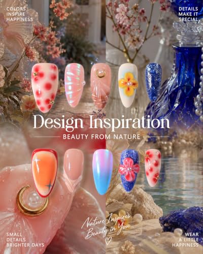 Buleens 100% Handmade Acrylic Press On Nails Medium Almond 10PCS Size L - color: Colorful Flowers Red Dot, size: L