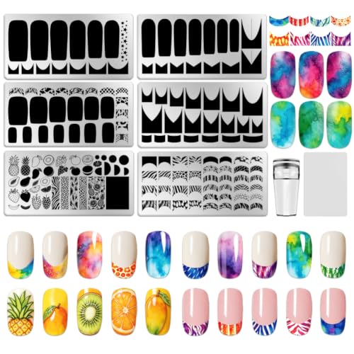 6 Sheets Nail Stamping Plate Basic Design Nail Art Stamp - color: Basic Design