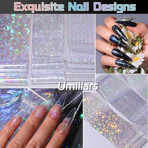 10-Roll Aurora Nail Foil Transfer Sheets Clear Laser Holographic Nail Foils - color: Clear Aurora Foil_02
