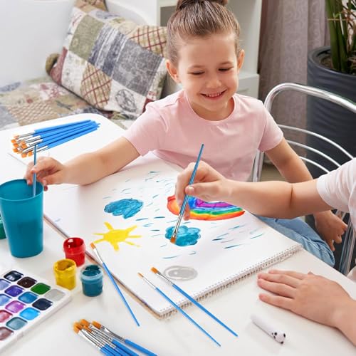 Halobios Paint Brushes Set for Acrylic Painting, 30 Pcs Art Paint Brush Flat Acrylic Painting Brush, Nylon Paint Brushes for Kids Adults Oil Watercolor Rock Painting Body Face Nail Art - size: 30-Flat