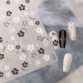 Black White Hibiscus Flower Nails Stickers - 3D Self‑Adhesive, 1 Sheet - color: Color-33