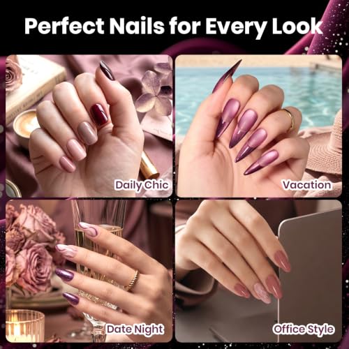 Beetles Purple Gel Nail Polish Set, 24 Pcs 20 Colors Purple Mauve Burgundy - color: Soirée Queen